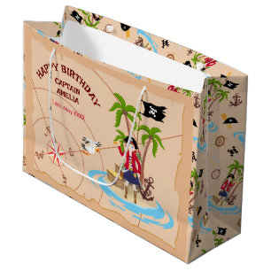 Pirate Meisje Schatkaart Leuk Verjaardagsfeest Groot Cadeauzakje