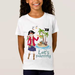 Pirate Meisje Schatkaart Leuk Verjaardagsfeest T-shirt