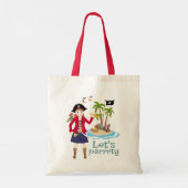 Pirate Meisje Schatkaart Leuk Verjaardagsfeest Tote Bag (Achterkant)