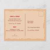 Pirate Meisje Schatkaart Leuk Verjaardagsfeest Uitnodiging Briefkaart (Achterkant)