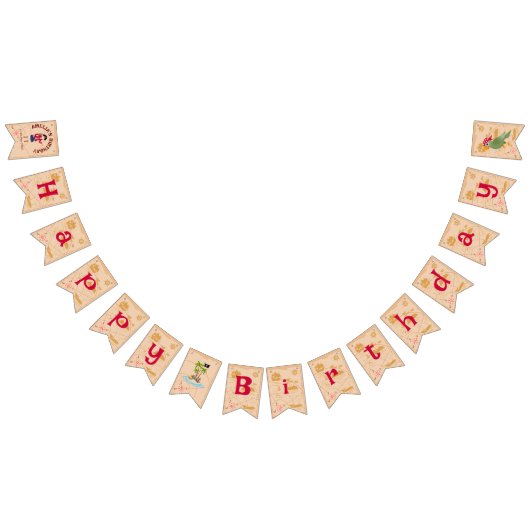 Pirate Meisje Schatkaart Leuk Verjaardagsfeest Vlaggetjes (Alle)