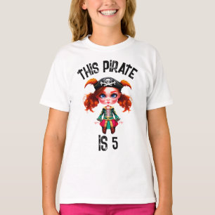 Pirate meisjes thema DIY leeftijd verjaardagsfeest T-shirt