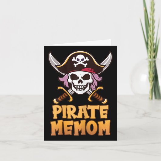 Pirate Memom Grappige Kapitein Matching Halloween Kaart (Voorkant)
