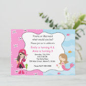 Pirate Mermaid Girl Verjaardagsfeestje Uitnodiging (Staand voorkant)