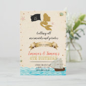 Pirate Mermaid Invitation Kaart (Staand voorkant)