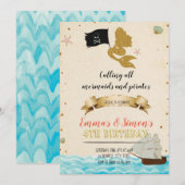Pirate Mermaid Invitation Kaart (Voorkant / Achterkant)