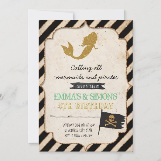 Pirate Mermaid Invitation Kaart (Voorkant)