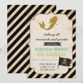 Pirate Mermaid Invitation Kaart (Voorkant / Achterkant)
