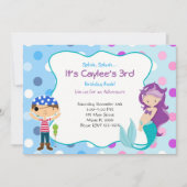 Pirate Mermaid Invitation Kids Birthday Party Kaart (Voorkant)