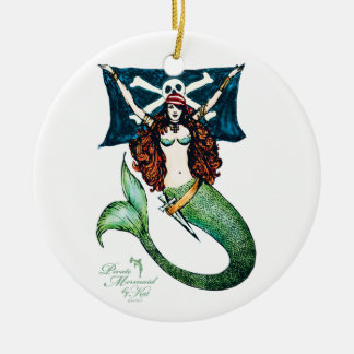 Pirate Mermaid Ornament Emerald/Gold — door KW