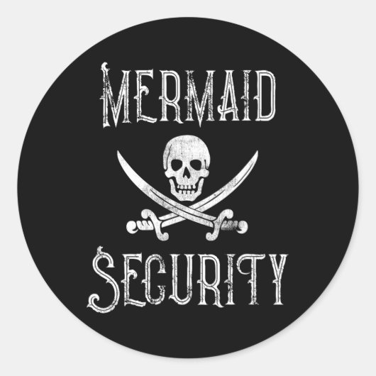 Pirate Mermaid Security Merman Protectors Ronde Sticker (Voorkant)