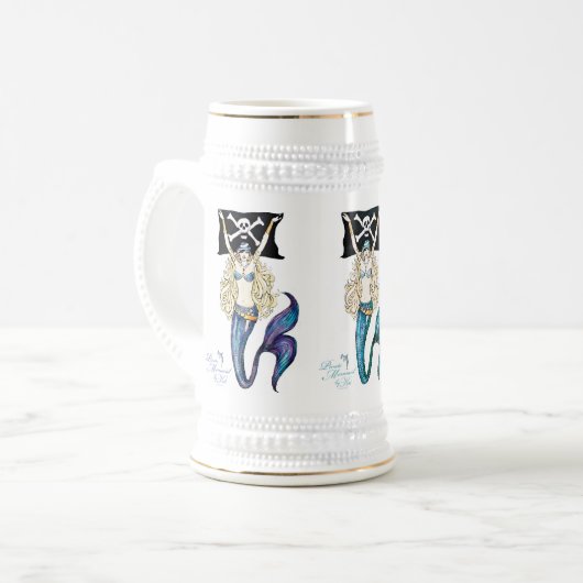 Pirate Mermaid Stein ~ by Kat Walker Bierpul (Voorkant links)