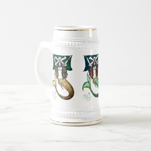 Pirate Mermaid Tankard/Stein ~ by Kat Walker Bierpul (Voorkant links)