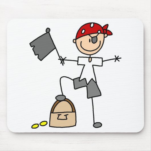 Pirate met schatkist Mousepad Muismat (Voorkant)