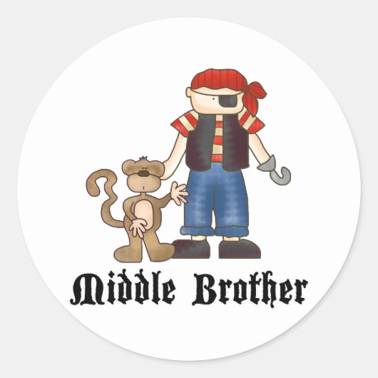 Pirate Middle Brother Ronde Sticker (Voorkant)