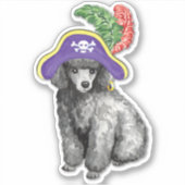 Pirate Miniature Poodle Vinyl Sticker (Voorkant)