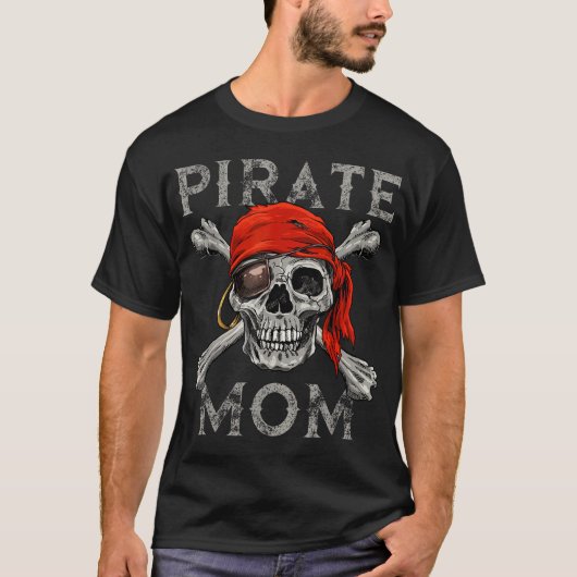 Pirate Mom Jolly Roger Crossbones Halloween Skull T-shirt (Voorkant)