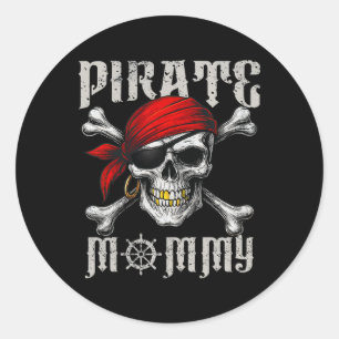 Pirate Mommy Jolly Roger Vlag en schedel crossbone Ronde Sticker