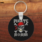 Pirate Mommy Jolly Roger Vlag en schedel crossbone Sleutelhanger (Voorkant)