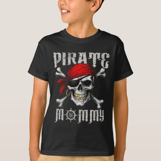 Pirate Mommy Jolly Roger Vlag en schedel crossbone T-shirt (Voorkant)