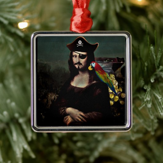 Pirate Mona Lisa with Eye Patch Metalen Ornament (Boom)