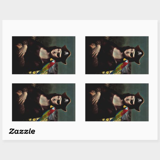 Pirate Mona Lisa with Eye Patch Rechthoekige Sticker (Vel)