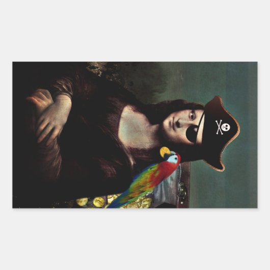 Pirate Mona Lisa with Eye Patch Rechthoekige Sticker (Voorkant)