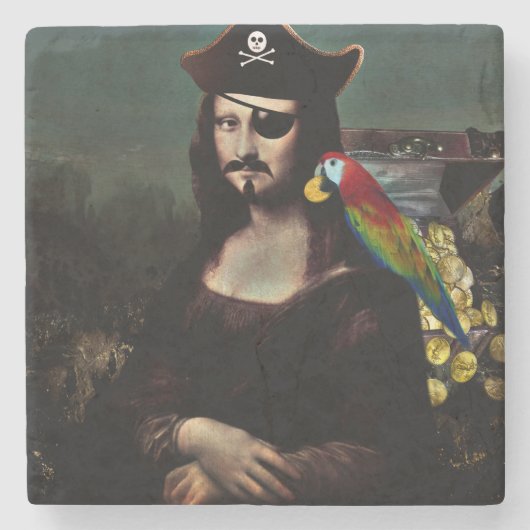 Pirate Mona Lisa with Eye Patch Stenen Onderzetter (Voorkant)