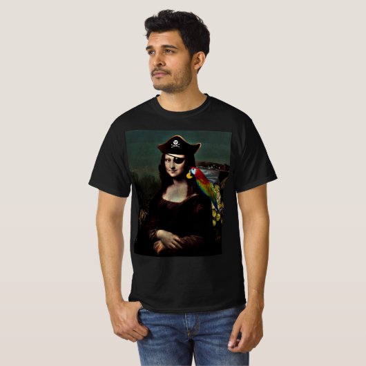 Pirate Mona Lisa with Eye Patch T-shirt (Voorkant volledig)