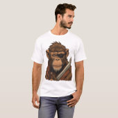Pirate Monkey met Zwaard - Bold Adventure Art T-shirt (Voorkant volledig)