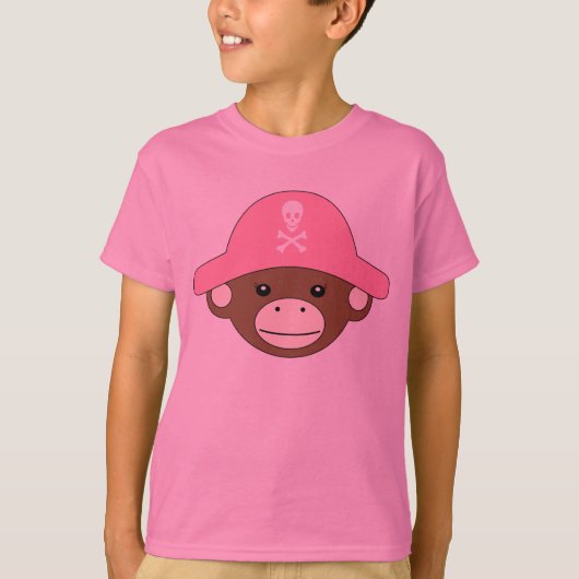 Pirate Monkey roze T-shirt (Voorkant)