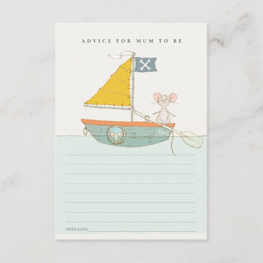 Pirate Mouse Sailboat Advice for Mum Baby shower Informatiekaartje (Voorkant)