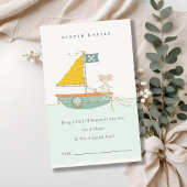 Pirate Mouse Sailboot Diaper Baby shower Raffle Informatiekaartje