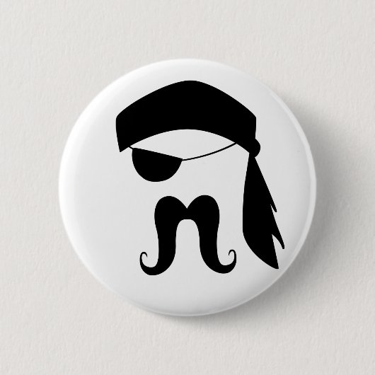 Pirate Mustache Ronde Button 5,7 Cm (Voorkant)