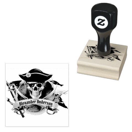 Pirate Name Bord Personaliseert Rubber Stamp Rubberstempel (Gestempeld)