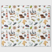 Pirate Nautical Icons Cadeaupapier (Vlak)