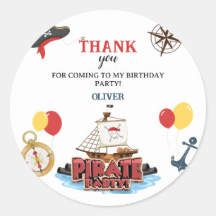Pirate Nautical Zee Ocean Birthday Party Sticker