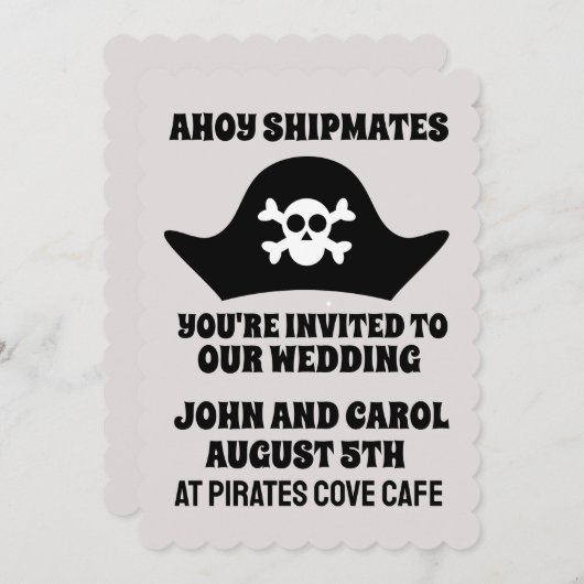 PIRATE NAUTIEKE THEMA WEDING INVITATIES KAART (Voorkant / Achterkant)