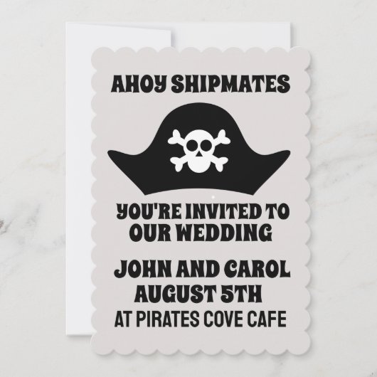 PIRATE NAUTIEKE THEMA WEDING INVITATIES KAART (Voorkant)