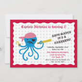 Pirate Octopus Birthday Party Invitation Kaart (Voorkant)