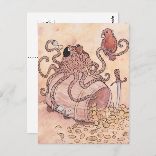 Pirate Octopus Briefkaart (Voorkant / Achterkant)