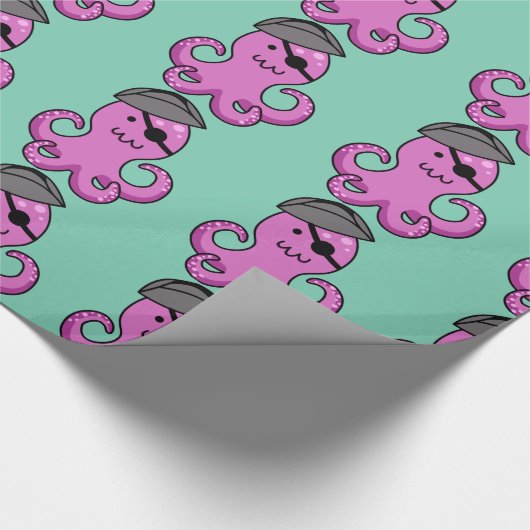 Pirate Octopus Custom Wrapping Paper Cadeaupapier (Hoek)