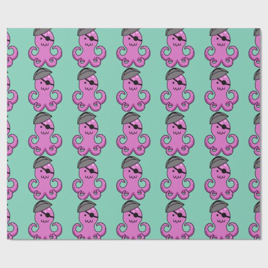 Pirate Octopus Custom Wrapping Paper Cadeaupapier (Vlak)