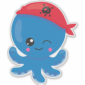 Pirate Octopus, Cute Octopus, Little Octopus Sticker (Voorkant)