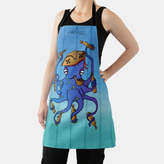 Pirate Octopus Drink Rum Grappig nautisch Schort (Insitu)