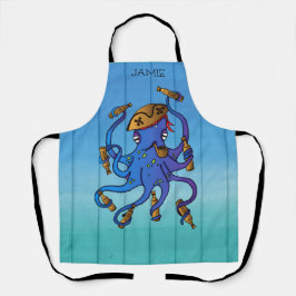 Pirate Octopus Drink Rum Grappig nautisch Schort