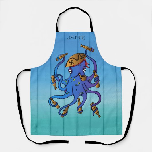 Pirate Octopus Drink Rum Grappig nautisch Schort (Voorkant)