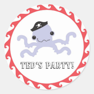 Pirate Octopus Favor Sticker