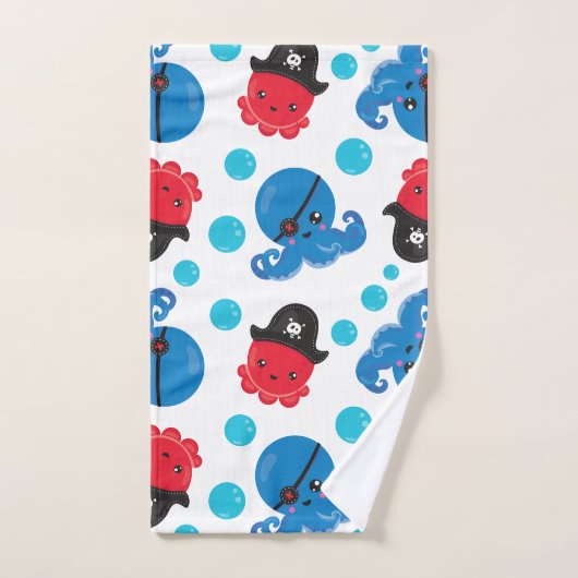 Pirate Octopus, Octopus Pattern, Zee Animals Bad Handdoek (Handdoek)