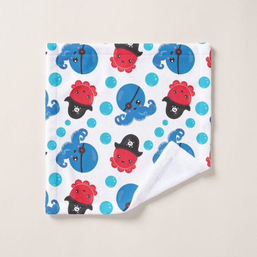 Pirate Octopus, Octopus Pattern, Zee Animals Bad Handdoek (Wasdoekje)